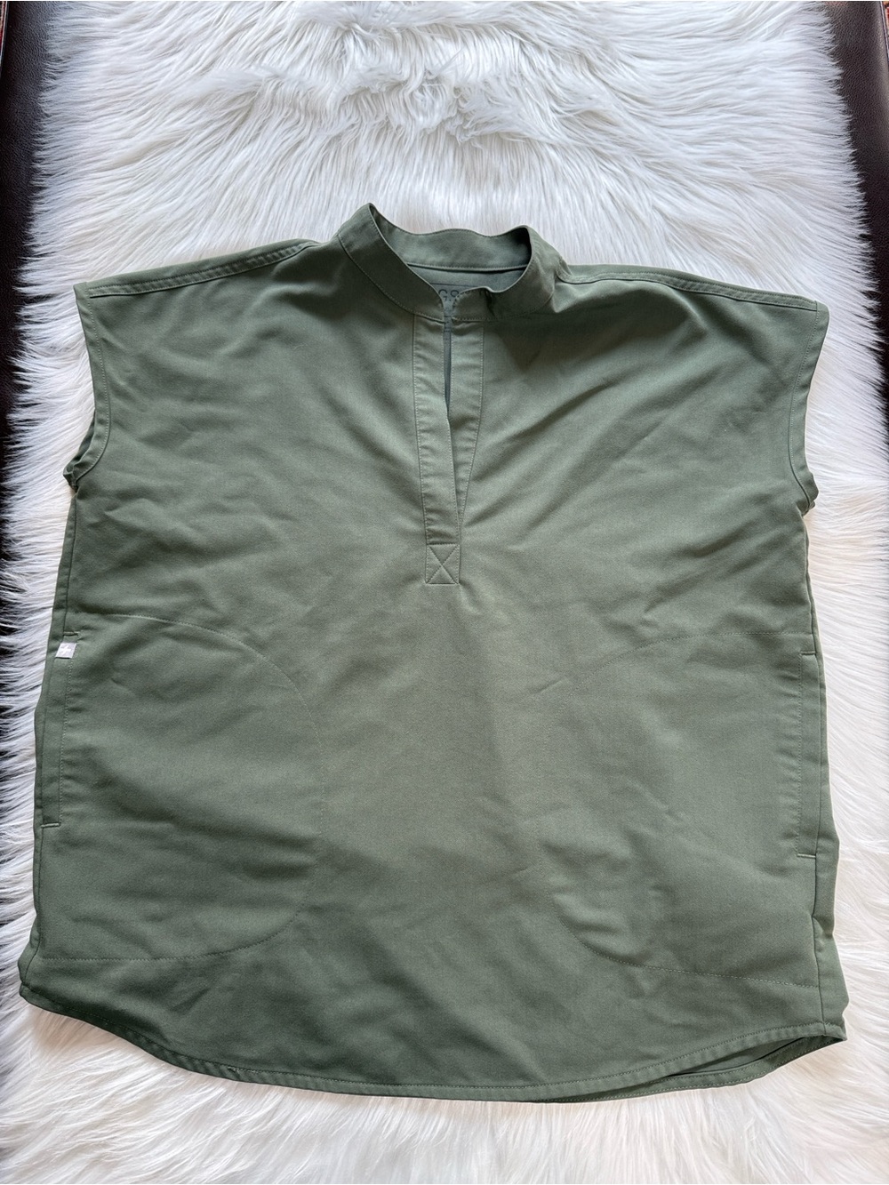 Figs Moss Mandarin Collar Rafaela Scrub Top